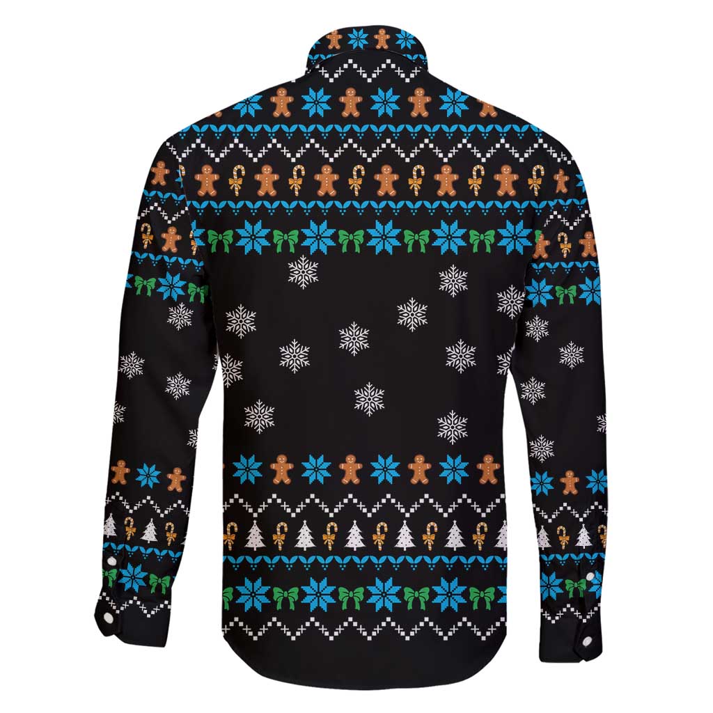 Funny Santa Riding Dinosaur Christmas Family Matching Long Sleeve Bodycon Dress and Hawaiian Shirt Gingerbread Snowflake Pattern - Wonder Print Shop