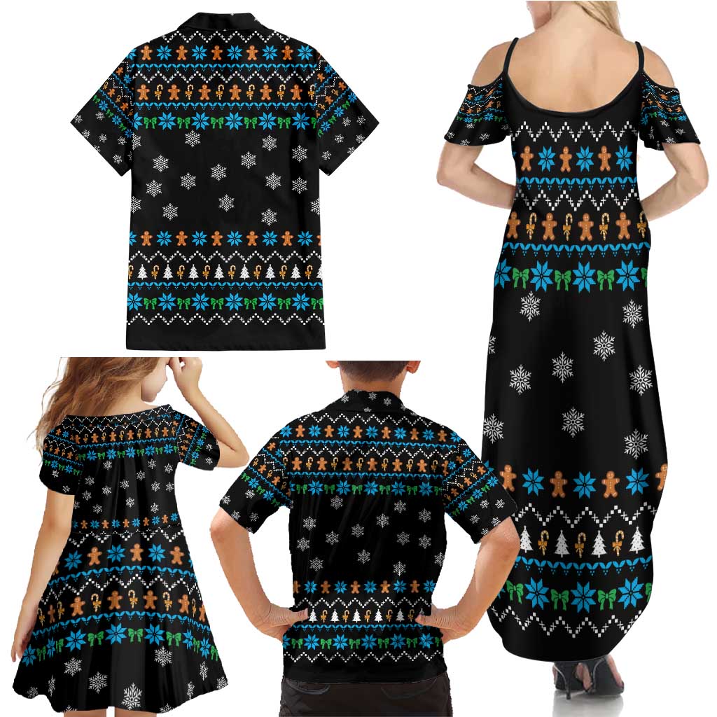 Funny Santa Riding Dinosaur Christmas Family Matching Summer Maxi Dress and Hawaiian Shirt Gingerbread Snowflake Pattern - Wonder Print Shop