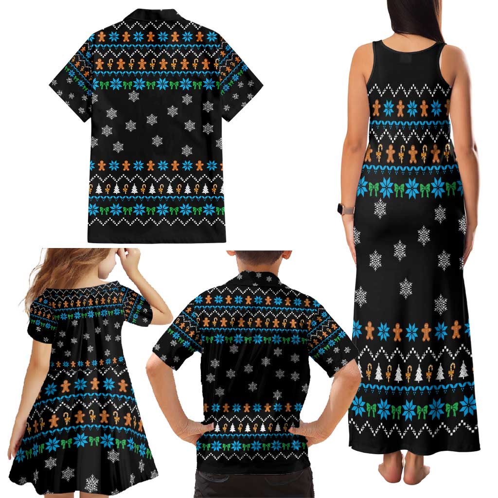 Funny Santa Riding Dinosaur Christmas Family Matching Tank Maxi Dress and Hawaiian Shirt Gingerbread Snowflake Pattern - Wonder Print Shop