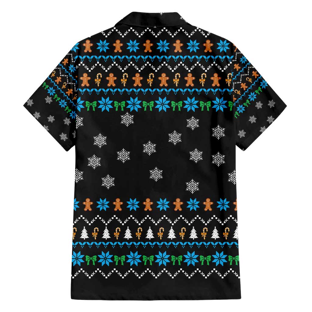 Funny Santa Riding Dinosaur Christmas Hawaiian Shirt Gingerbread Snowflake Pattern - Wonder Print Shop