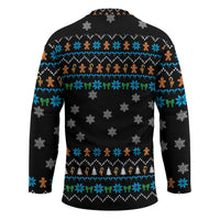 Funny Santa Riding Dinosaur Christmas Hockey Jersey Gingerbread Snowflake Pattern - Wonder Print Shop