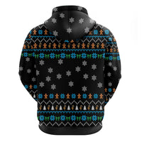 Funny Santa Riding Dinosaur Christmas Hoodie Gingerbread Snowflake Pattern - Wonder Print Shop