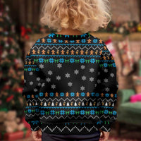 Funny Santa Riding Dinosaur Christmas Kid Ugly Christmas Sweater Gingerbread Snowflake Pattern - Wonder Print Shop