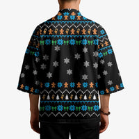 Funny Santa Riding Dinosaur Christmas Kimono Gingerbread Snowflake Pattern - Wonder Print Shop
