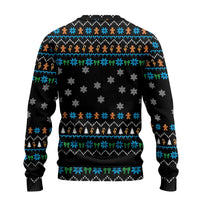 Funny Santa Riding Dinosaur Christmas Ugly Christmas Sweater Gingerbread Snowflake Pattern - Wonder Print Shop