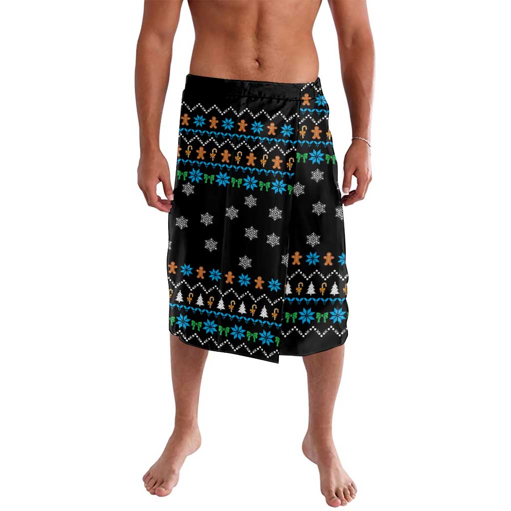 Funny Santa Riding Dinosaur Christmas Lavalava Gingerbread Snowflake Pattern - Wonder Print Shop