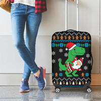 Funny Santa Riding Dinosaur Christmas Luggage Cover Gingerbread Snowflake Pattern - Wonder Print Shop