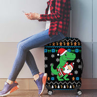 Funny Santa Riding Dinosaur Christmas Luggage Cover Gingerbread Snowflake Pattern - Wonder Print Shop