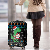 Funny Santa Riding Dinosaur Christmas Luggage Cover Gingerbread Snowflake Pattern - Wonder Print Shop