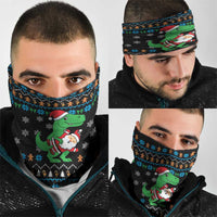 Funny Santa Riding Dinosaur Christmas Neck Gaiter Gingerbread Snowflake Pattern - Wonder Print Shop