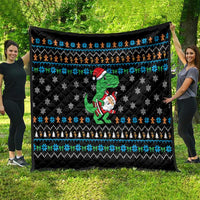 Funny Santa Riding Dinosaur Christmas Quilt Gingerbread Snowflake Pattern - Wonder Print Shop