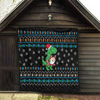 Funny Santa Riding Dinosaur Christmas Quilt Gingerbread Snowflake Pattern - Wonder Print Shop
