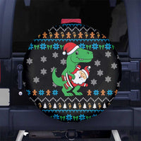 Funny Santa Riding Dinosaur Christmas Spare Tire Cover Gingerbread Snowflake Pattern - Wonder Print Shop