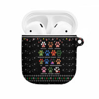 Christmas Colorful Dog Pawprint AirPods Case Black Snowflake Pattern Design - Wonder Print Shop