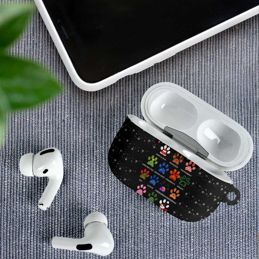 Christmas Colorful Dog Pawprint AirPods Case Black Snowflake Pattern Design - Wonder Print Shop