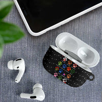 Christmas Colorful Dog Pawprint AirPods Case Black Snowflake Pattern Design - Wonder Print Shop