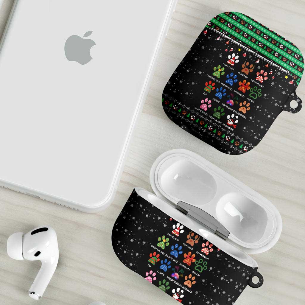 Christmas Colorful Dog Pawprint AirPods Case Black Snowflake Pattern Design - Wonder Print Shop