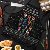 Christmas Colorful Dog Pawprint Apron Black Snowflake Pattern Design - Wonder Print Shop