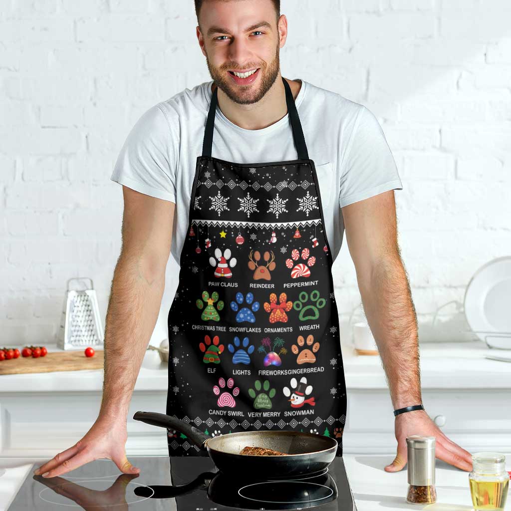 Christmas Colorful Dog Pawprint Apron Black Snowflake Pattern Design - Wonder Print Shop