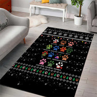Christmas Colorful Dog Pawprint Area Rug Black Snowflake Pattern Design - Wonder Print Shop