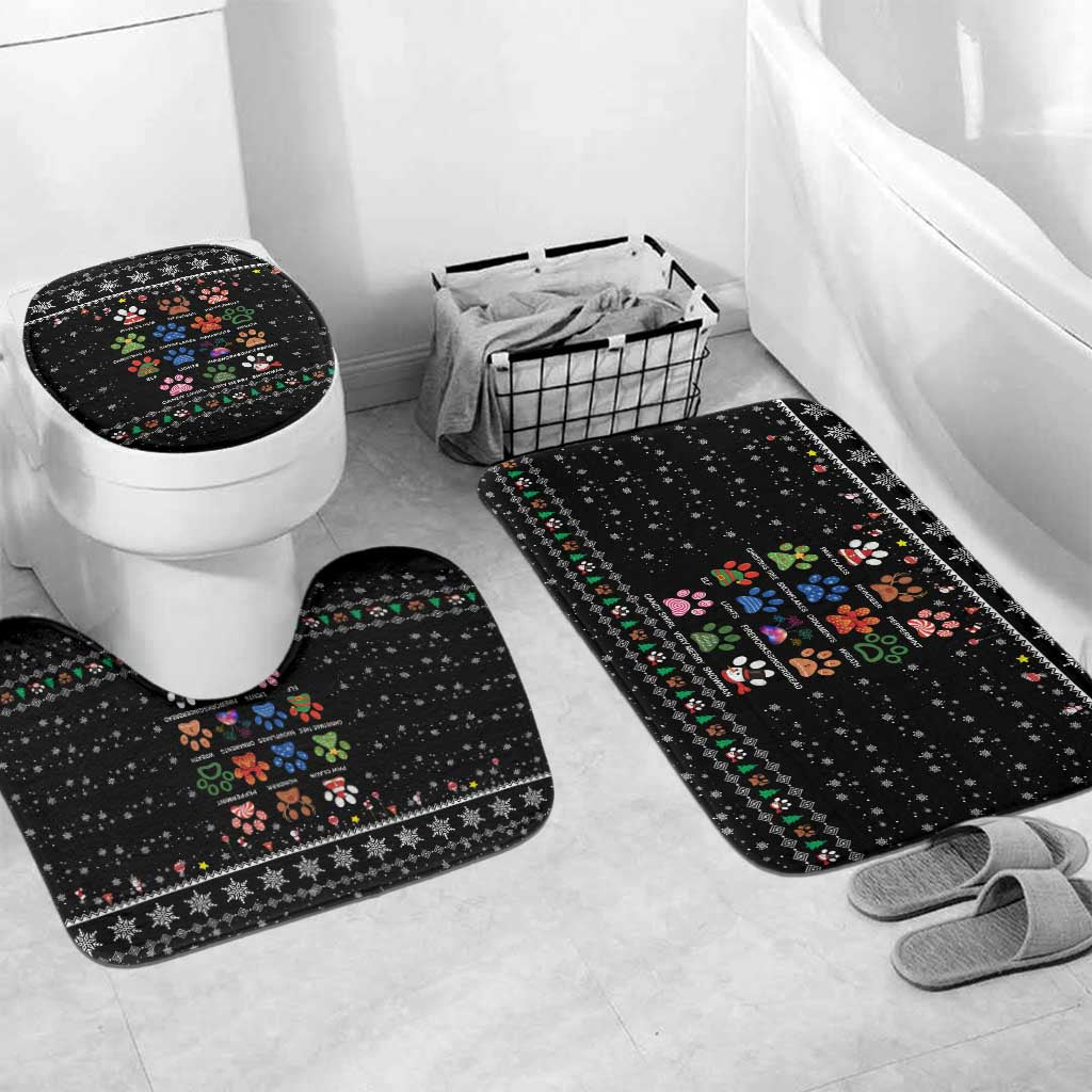 Christmas Colorful Dog Pawprint Bathroom Set Black Snowflake Pattern Design - Wonder Print Shop