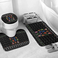Christmas Colorful Dog Pawprint Bathroom Set Black Snowflake Pattern Design - Wonder Print Shop