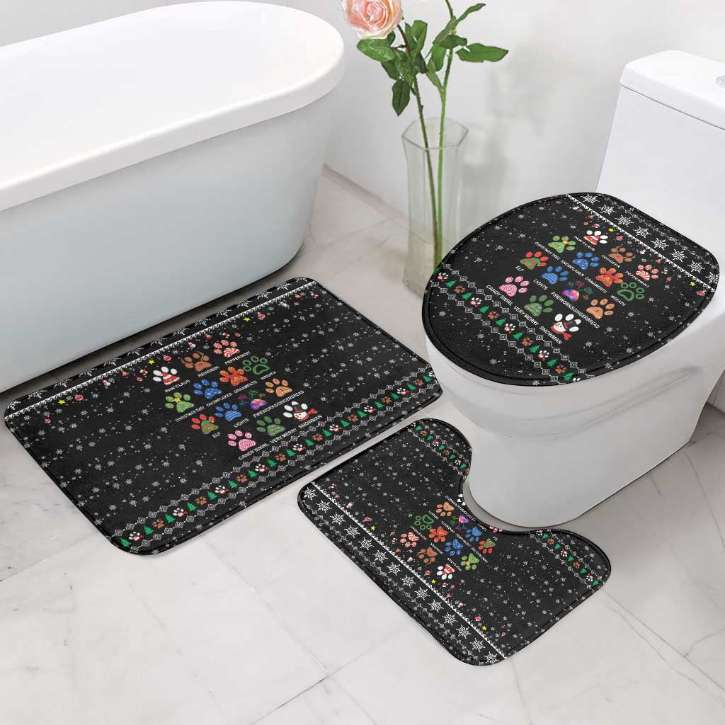 Christmas Colorful Dog Pawprint Bathroom Set Black Snowflake Pattern Design - Wonder Print Shop