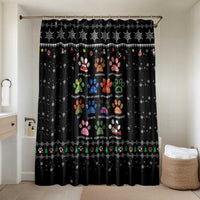 Christmas Colorful Dog Pawprint Bathroom Set Black Snowflake Pattern Design - Wonder Print Shop