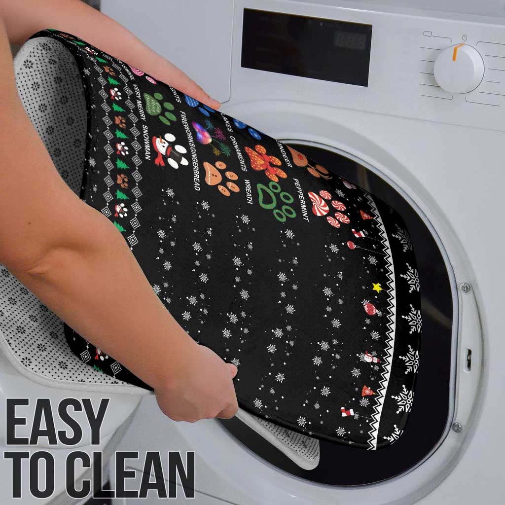 Christmas Colorful Dog Pawprint Bathroom Set Black Snowflake Pattern Design - Wonder Print Shop