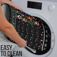 Christmas Colorful Dog Pawprint Bathroom Set Black Snowflake Pattern Design - Wonder Print Shop