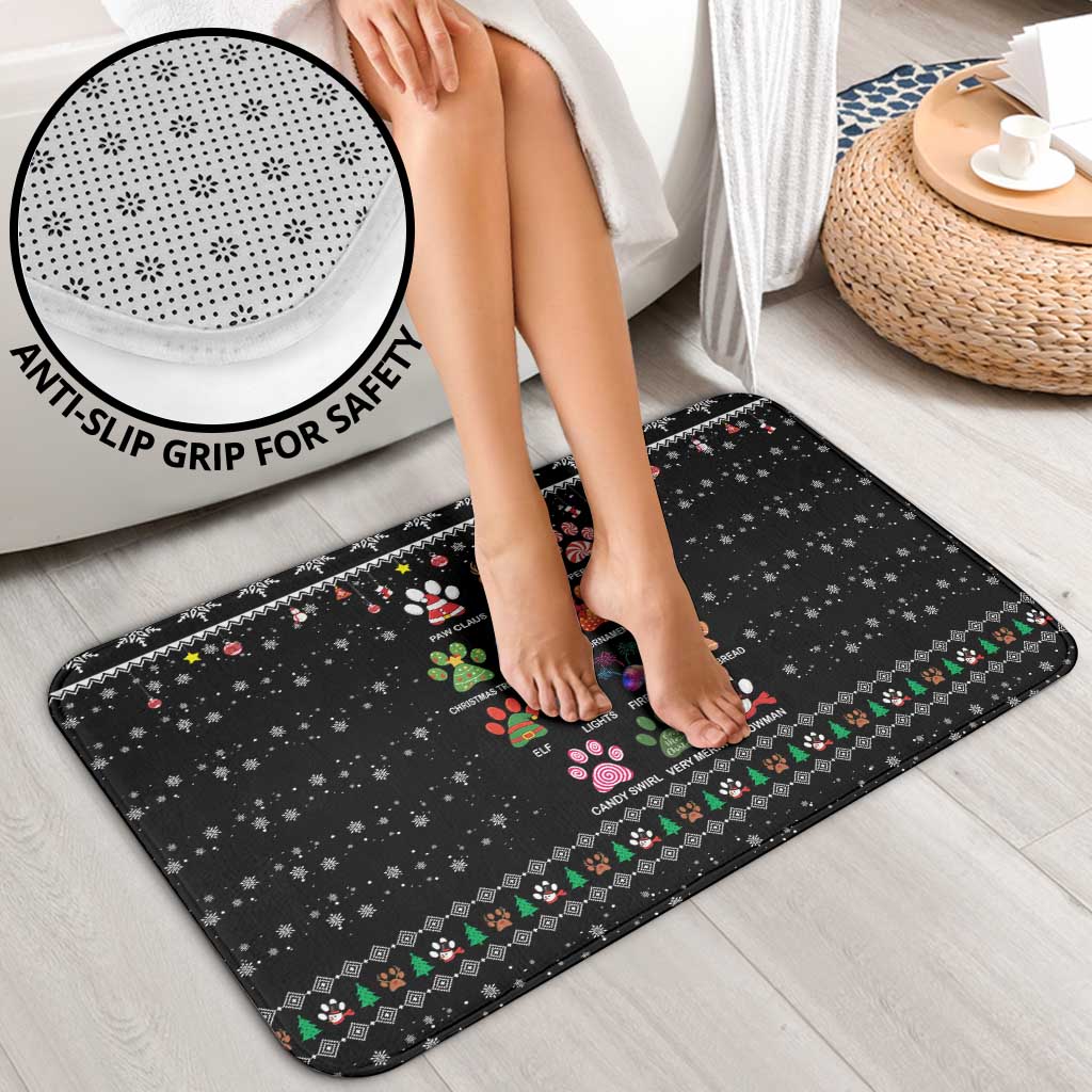 Christmas Colorful Dog Pawprint Bathroom Set Black Snowflake Pattern Design - Wonder Print Shop