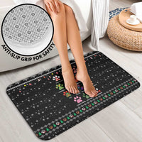 Christmas Colorful Dog Pawprint Bathroom Set Black Snowflake Pattern Design - Wonder Print Shop
