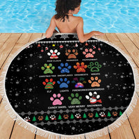 Christmas Colorful Dog Pawprint Beach Blanket Black Snowflake Pattern Design - Wonder Print Shop