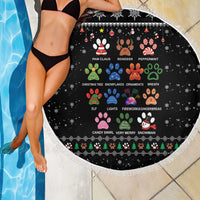 Christmas Colorful Dog Pawprint Beach Blanket Black Snowflake Pattern Design - Wonder Print Shop