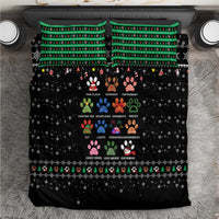 Christmas Colorful Dog Pawprint Bedding Set Black Snowflake Pattern Design - Wonder Print Shop