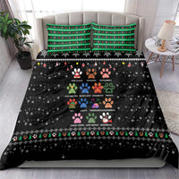 Christmas Colorful Dog Pawprint Bedding Set Black Snowflake Pattern Design - Wonder Print Shop