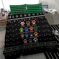 Christmas Colorful Dog Pawprint Bedding Set Black Snowflake Pattern Design - Wonder Print Shop