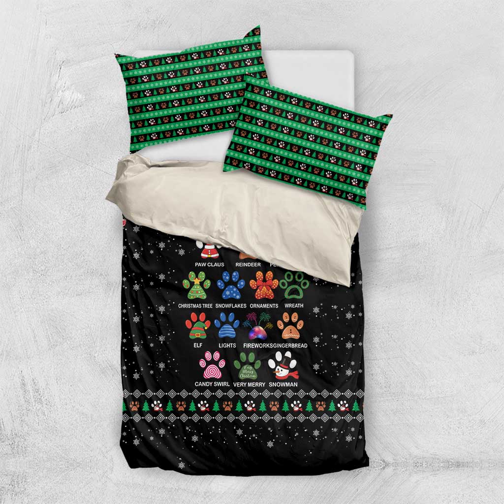 Christmas Colorful Dog Pawprint Bedding Set Black Snowflake Pattern Design - Wonder Print Shop