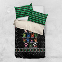 Christmas Colorful Dog Pawprint Bedding Set Black Snowflake Pattern Design - Wonder Print Shop