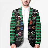 Christmas Colorful Dog Pawprint Blazer Black Snowflake Pattern Design - Wonder Print Shop