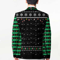 Christmas Colorful Dog Pawprint Blazer Black Snowflake Pattern Design - Wonder Print Shop