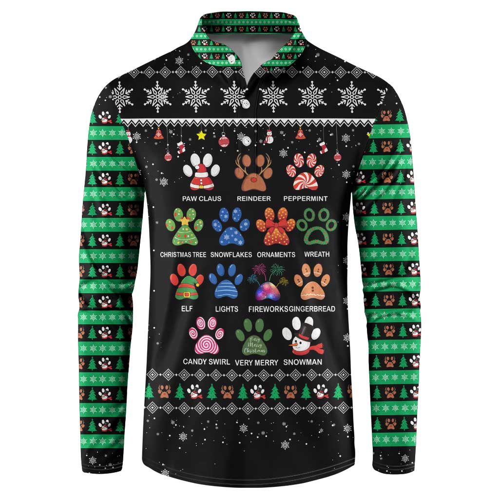 Christmas Colorful Dog Pawprint Button Sweatshirt Black Snowflake Pattern Design - Wonder Print Shop