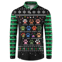 Christmas Colorful Dog Pawprint Button Sweatshirt Black Snowflake Pattern Design - Wonder Print Shop