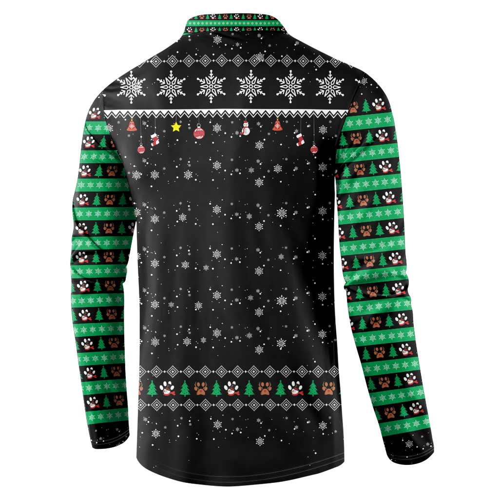 Christmas Colorful Dog Pawprint Button Sweatshirt Black Snowflake Pattern Design - Wonder Print Shop