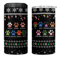 Christmas Colorful Dog Pawprint 4 in 1 Can Cooler Tumbler Black Snowflake Pattern Design - Wonder Print Shop