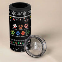Christmas Colorful Dog Pawprint 4 in 1 Can Cooler Tumbler Black Snowflake Pattern Design - Wonder Print Shop