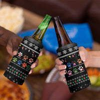 Christmas Colorful Dog Pawprint 4 in 1 Can Cooler Tumbler Black Snowflake Pattern Design - Wonder Print Shop