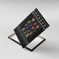 Christmas Colorful Dog Pawprint Canvas Wall Art Black Snowflake Pattern Design - Wonder Print Shop