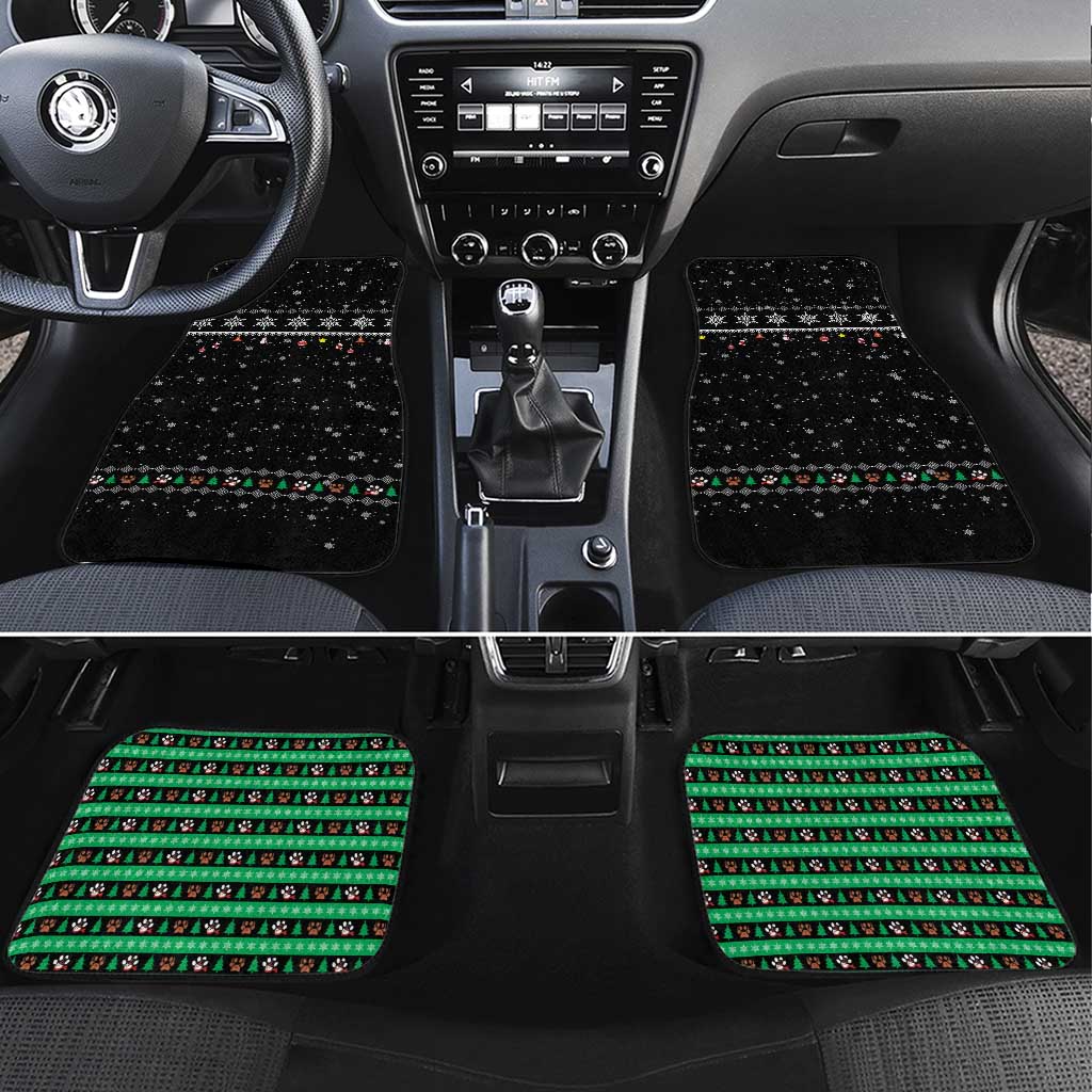 Christmas Colorful Dog Pawprint Car Mats Black Snowflake Pattern Design - Wonder Print Shop