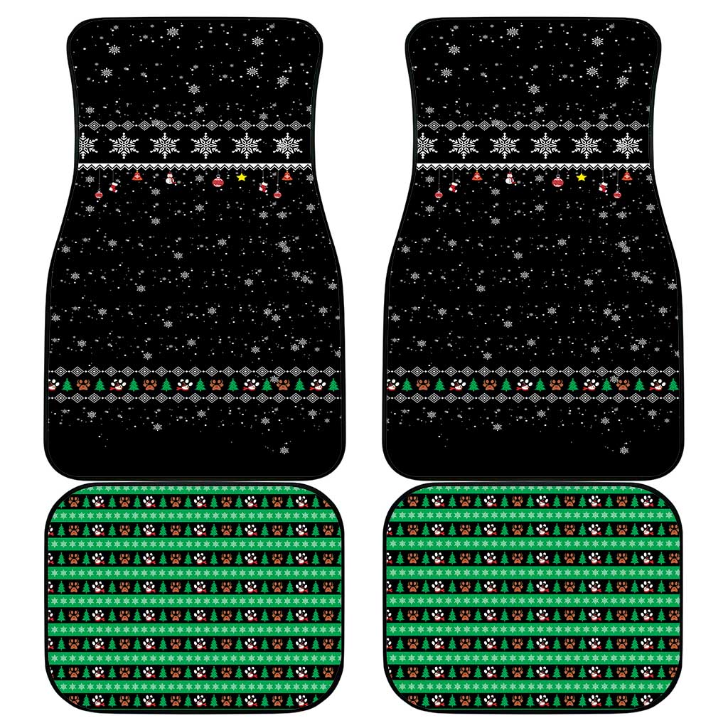 Christmas Colorful Dog Pawprint Car Mats Black Snowflake Pattern Design - Wonder Print Shop